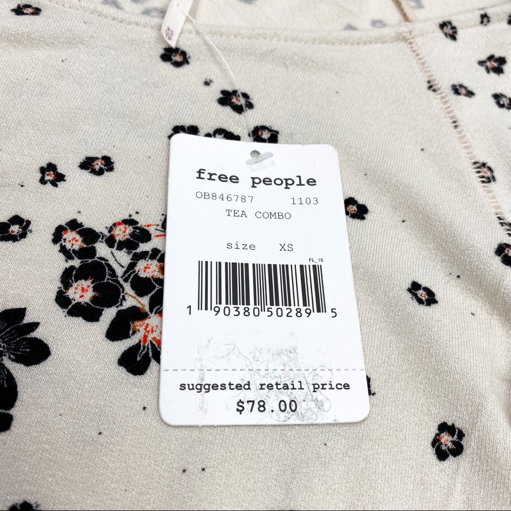 NEW Free People To The Tropics Bodycon Top Cream Tea Floral Print Size XS - Picture 11 of 13